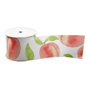 Watercolor Peach Pattern Satin Ribbon