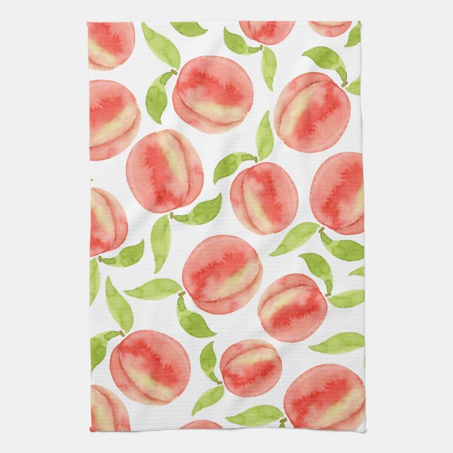 Watercolor Peach Pattern   Tea Towel (Vertical)