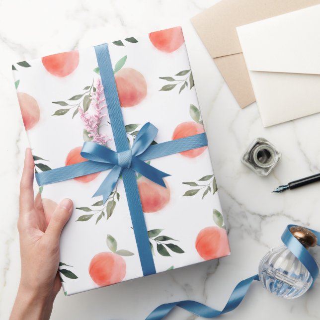Watercolor Peach Pattern Wrapping Paper (Gifting)