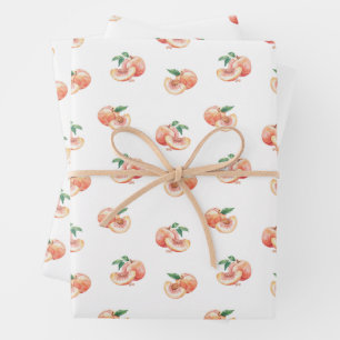 Watercolor Peach Pattern Wrapping Paper Sheet
