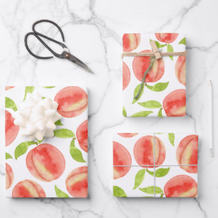 Watercolor Peach Pattern Wrapping Paper Sheet