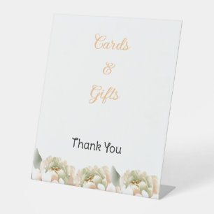 Watercolor Peach Peony Pedestal Sign