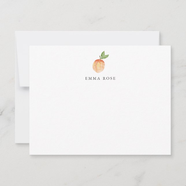 Watercolor Peach Personalised Flat Note Card (Front)