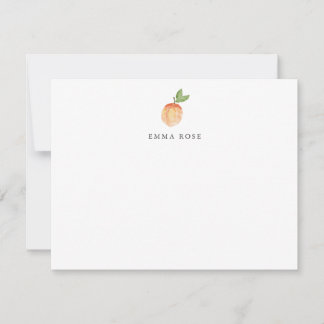 Watercolor Peach Personalised Flat Note Card