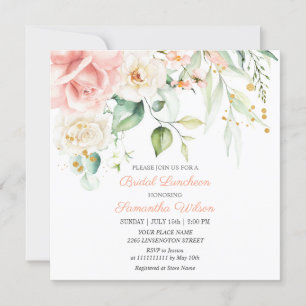 Watercolor Peach Pink Blush Flower Bridal Shower I Invitation