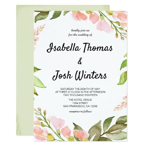 Image of Watercolor Peach Pink Floral Rustic Boho Wedding Invitation