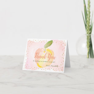 Watercolor Peach Pink Girl Birthday Thank You Card