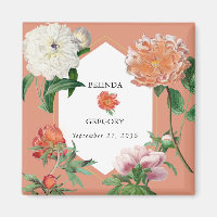 Watercolor Peach Pink Peonies Flowers Wedding
