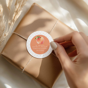 Watercolor Peach Polkadot Birthday Classic Round Sticker