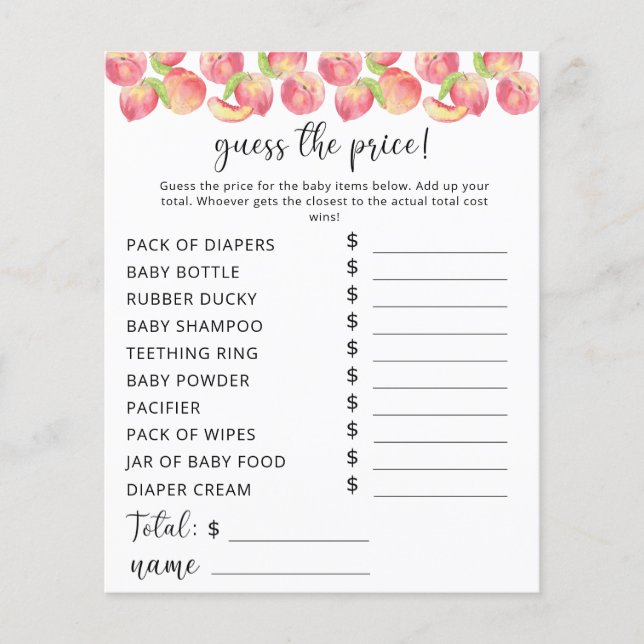 Watercolor peach Price Guess game (Front)