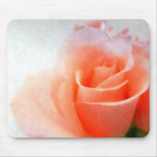 Watercolor Peach Rose Mousepad