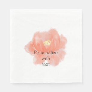 Watercolor Peach Rose Napkin