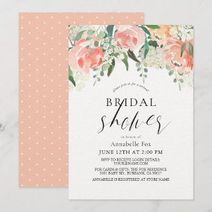 Watercolor Peach Rose Virtual Floral Bridal Shower Invitation