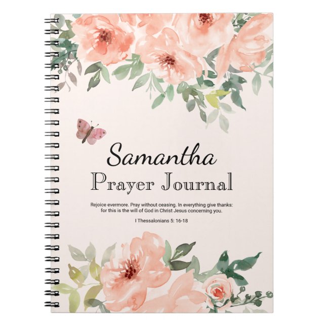 Watercolor Peach Roses Prayer Journal (Front)