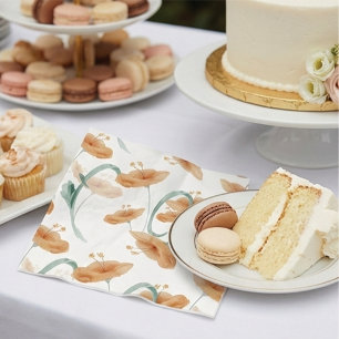 Watercolor Peach & Sage Green Floral Wedding Napkin