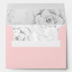 watercolor peach succulent liner wedding envelope