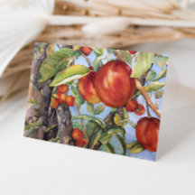 Watercolor Peach Tree Orchard Fruit Harvest