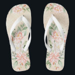 Watercolor Peach White Flowers Elegant Flip Flops<br><div class="desc">Watercolor Peach White Flowers Elegant Flip Flops. Unique,  beautiful,  stylish design. Easy to be personalised. Matching items are available.</div>
