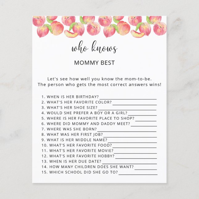 Watercolor peach Who knows mummy best (Front)