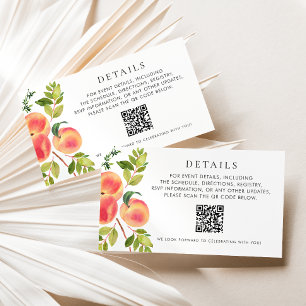 Watercolor Peaches and Greenery QR Code Details Enclosure Card