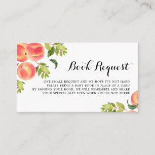 Watercolor Peaches Baby Shower Book Request Card