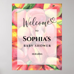 Watercolor peaches baby shower poster