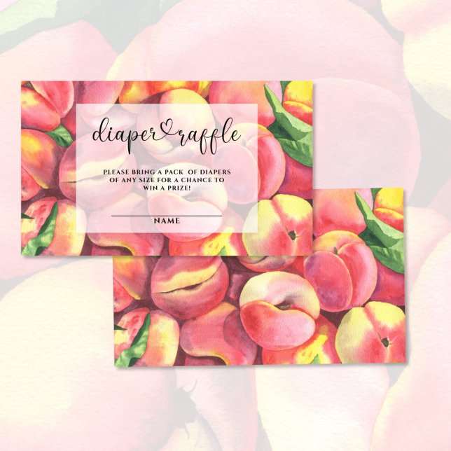 Watercolor peaches diaper raffle ticket enclosure card (Creator Uploaded)