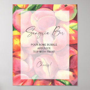 Watercolor peaches modern - sangria bar poster