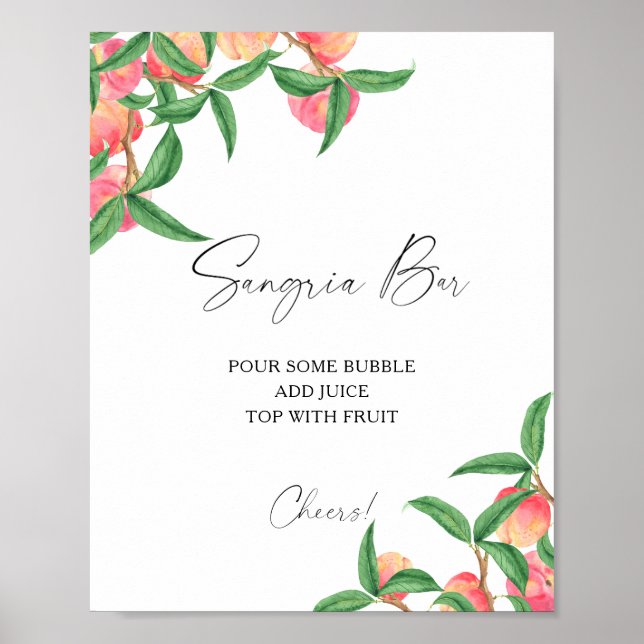 Watercolor peaches modern - sangria bar poster (Front)