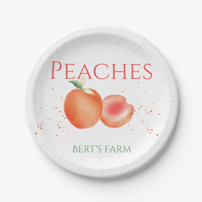 Watercolor Peaches Paper Plates (Front)