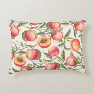 Watercolor peaches, seamless floral pattern. decorative cushion