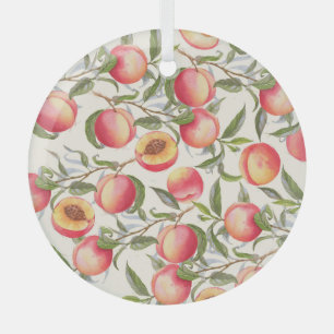 Watercolor peaches, seamless floral pattern. glass tree decoration