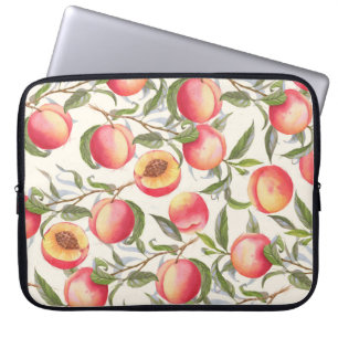 Watercolor peaches, seamless floral pattern. laptop sleeve