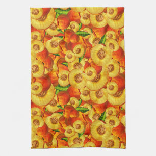 Watercolor Peaches Tea Towel