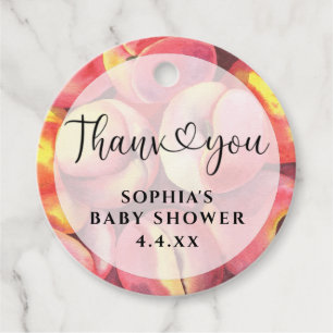 Watercolor peaches - Thank you baby shower Favour Tags