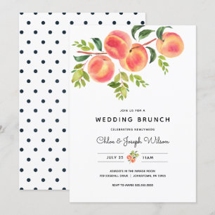 Watercolor Peaches Wedding Brunch Invitation