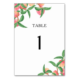 Watercolor peaches - wedding table number