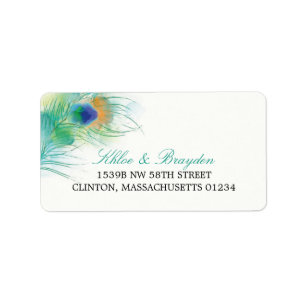 Watercolor Peacock Feather Address Label