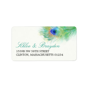 Watercolor Peacock Feather Address Label