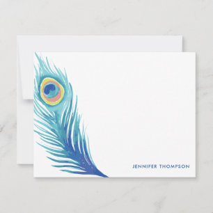 Watercolor Peacock Feather Card
