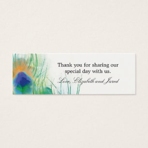 Watercolor Peacock Feather Favour Card