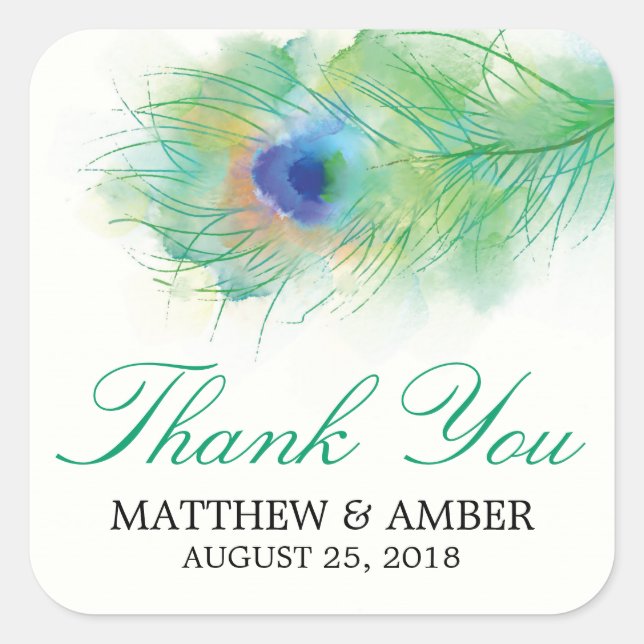 Watercolor Peacock Feather Stickers (Front)