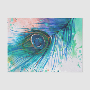Watercolor Peacock Feather Tissue Paper