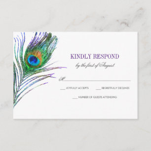 Watercolor Peacock Feather Wedding RSVP