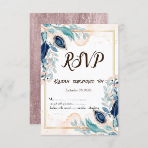 Watercolor Peacock Floral RSVP Invitation