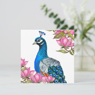 Watercolor peacock invitation