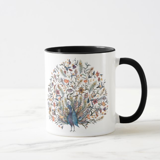 Watercolor  Peacock Mug (Right)