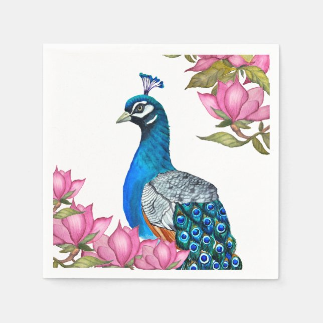 Watercolor peacock napkin (Front)