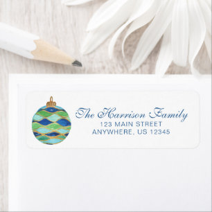 Watercolor Peacock Ornament Christmas Address