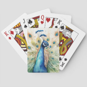 Watercolor Peacock  Playing Cards